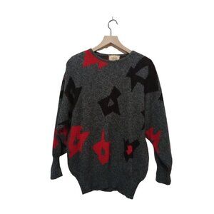 Amita Vintage Italian Wool Blend Geometric Oversized Sweater Sz M